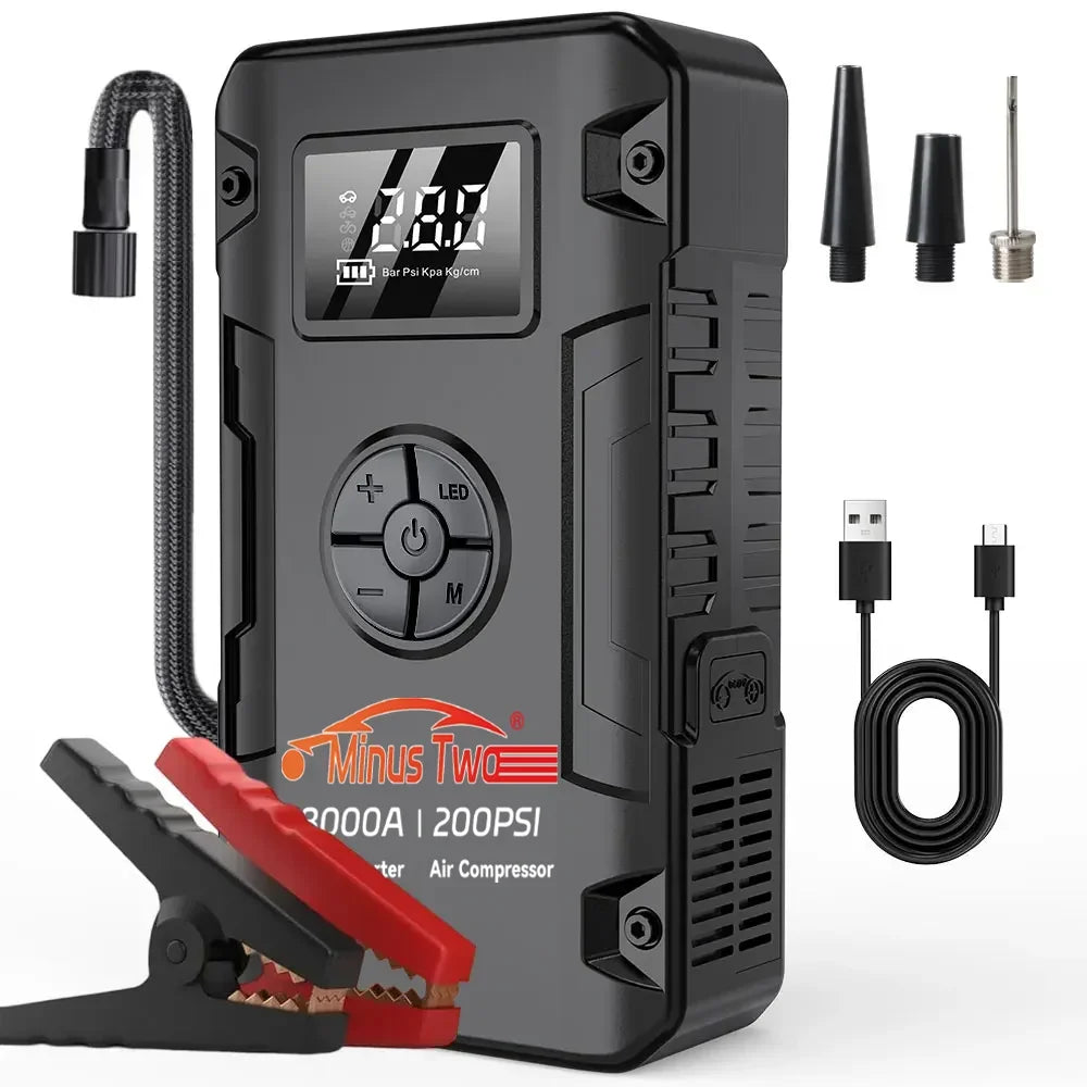 4-in-1 Car Jump Starter with Air Compressor