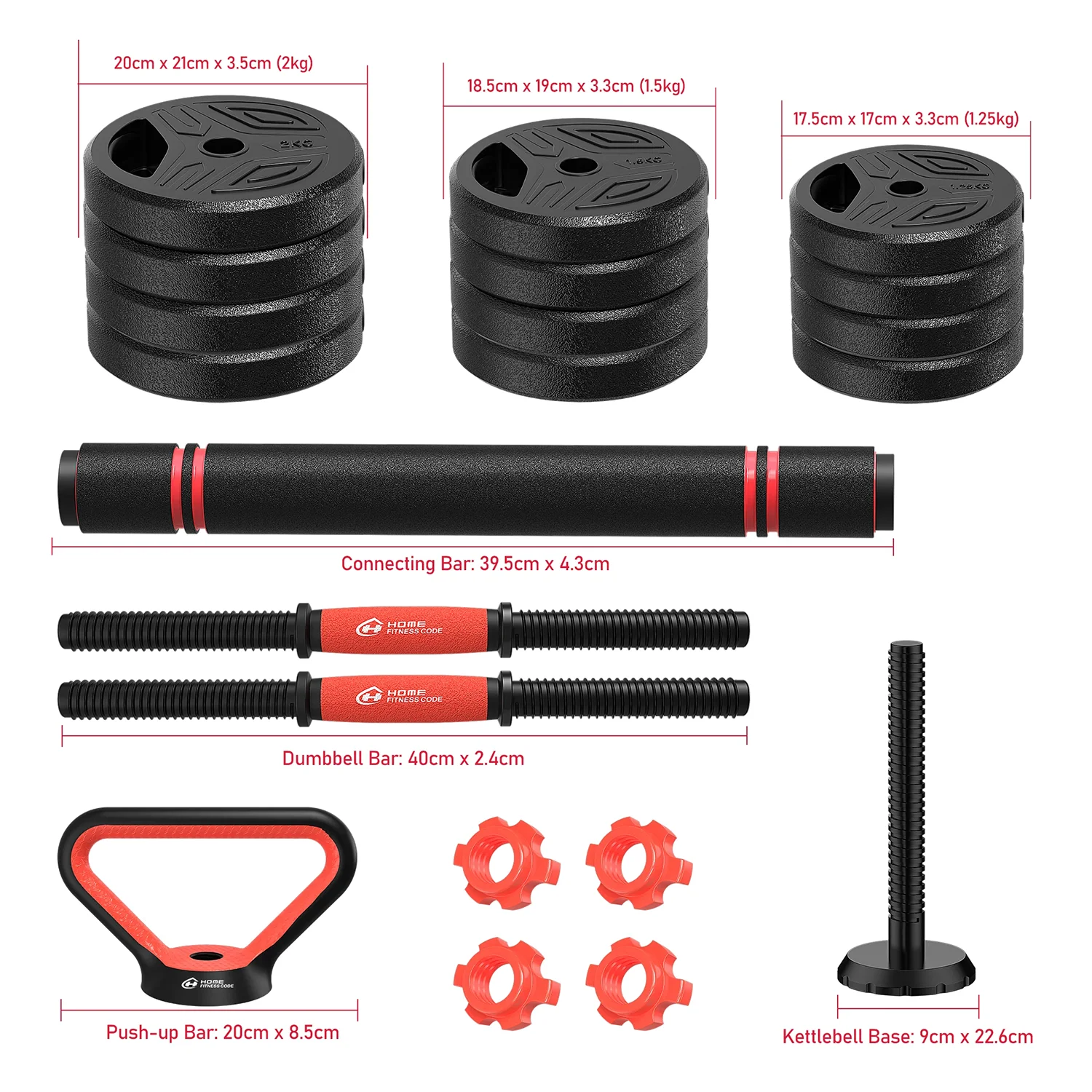 3-in-1 20KG Adjustable Dumbbell Set with Extra Bar