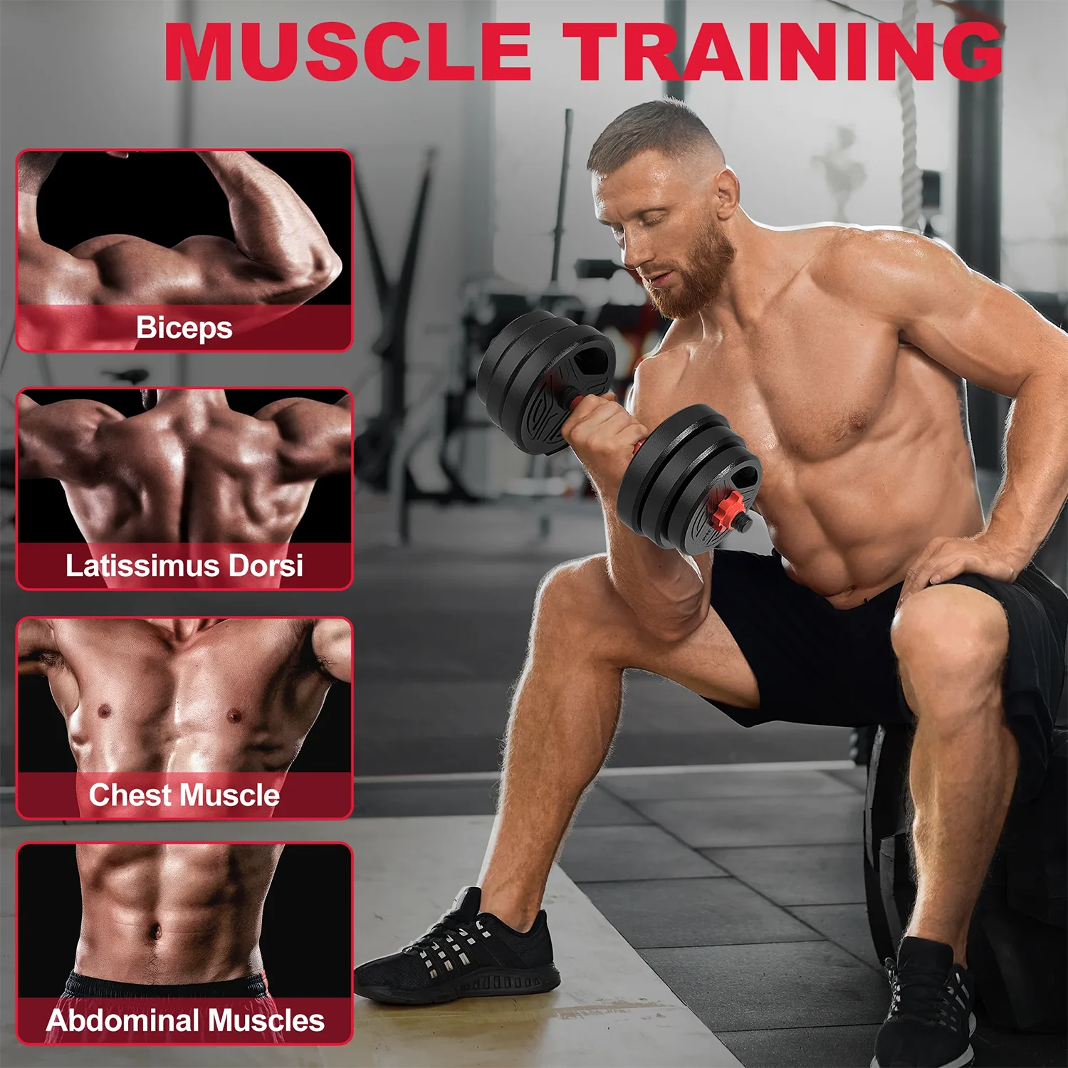 3-in-1 20KG Adjustable Dumbbell Set with Extra Bar