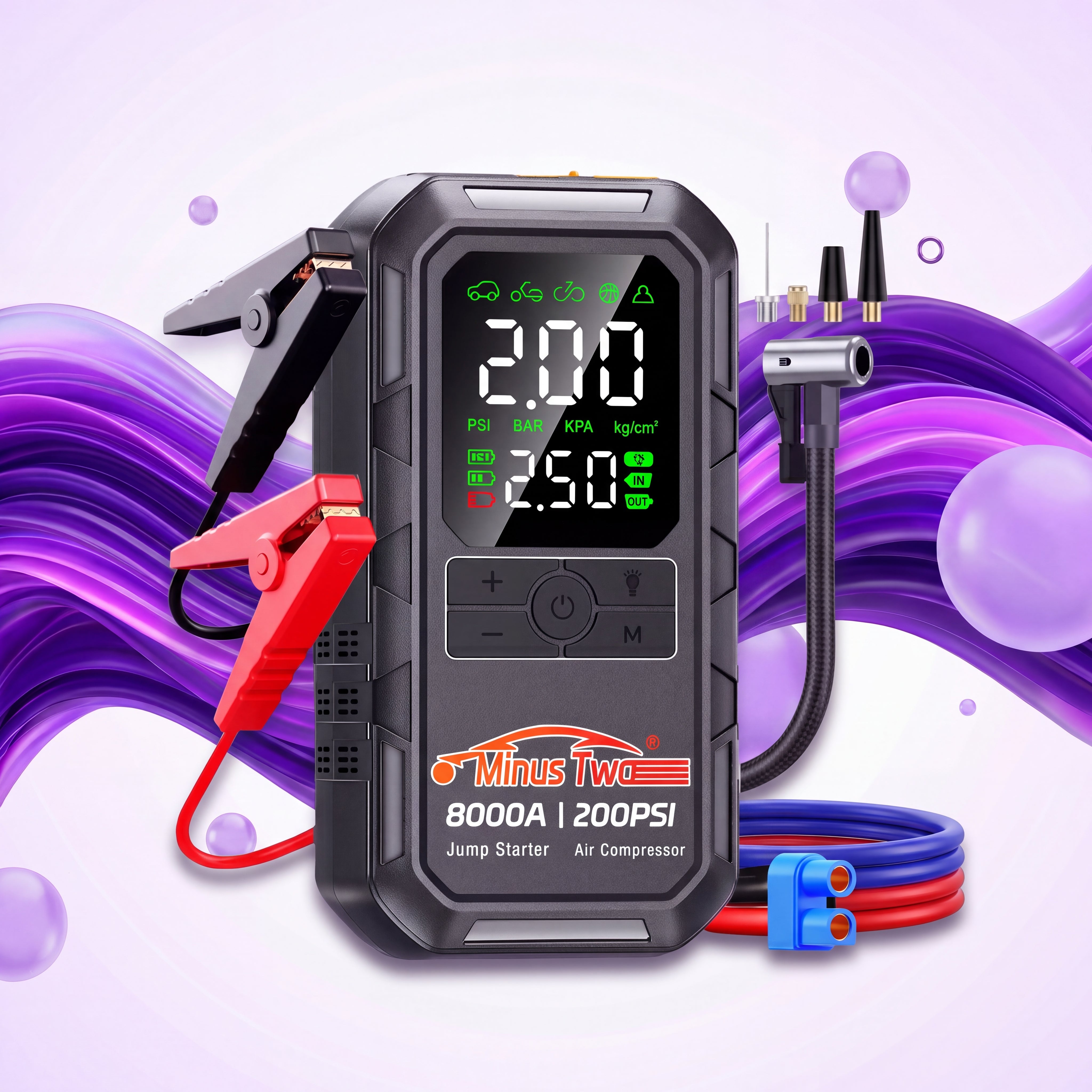 4-in-1 Car Jump Starter with Air Compressor