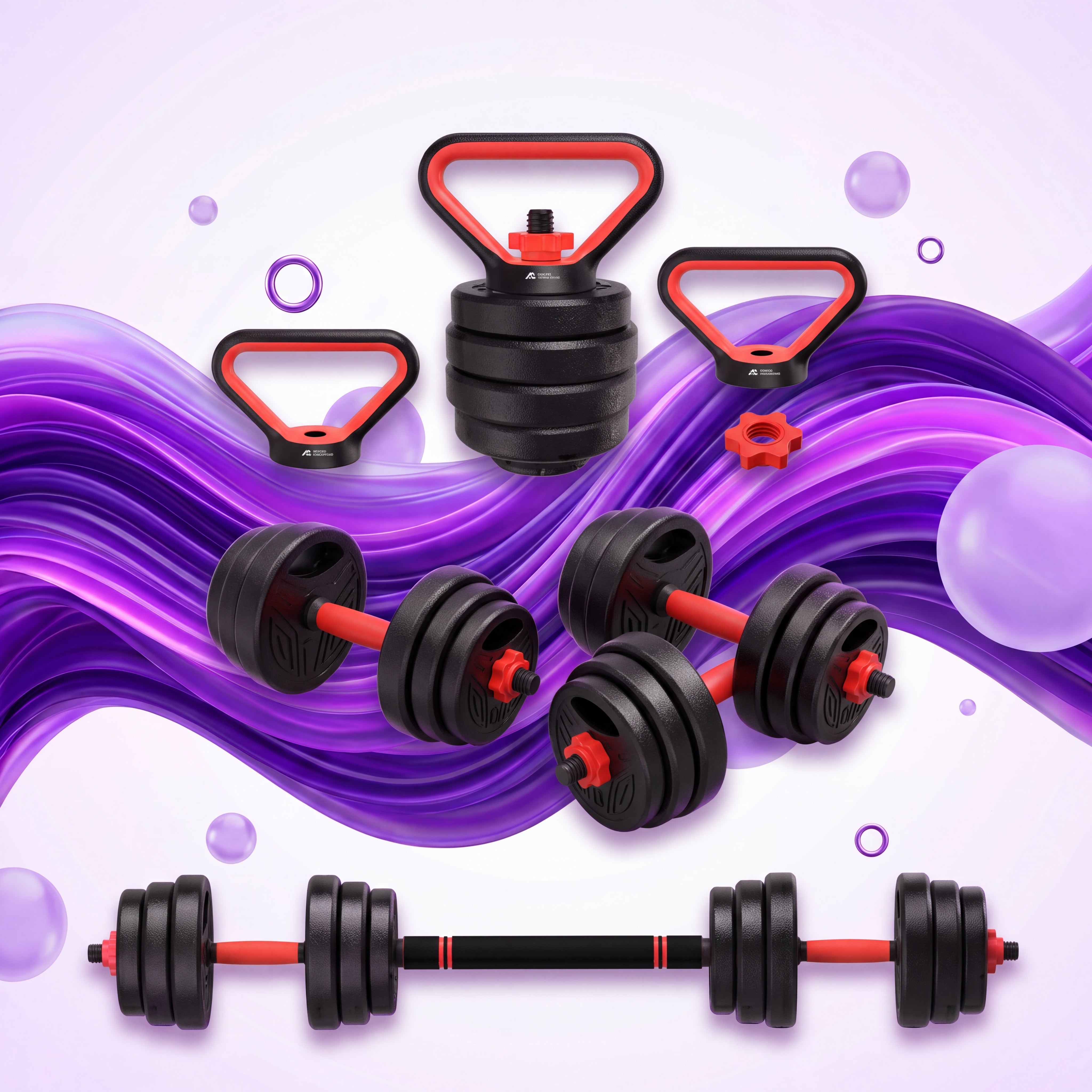 3-in-1 20KG Adjustable Dumbbell Set with Extra Bar
