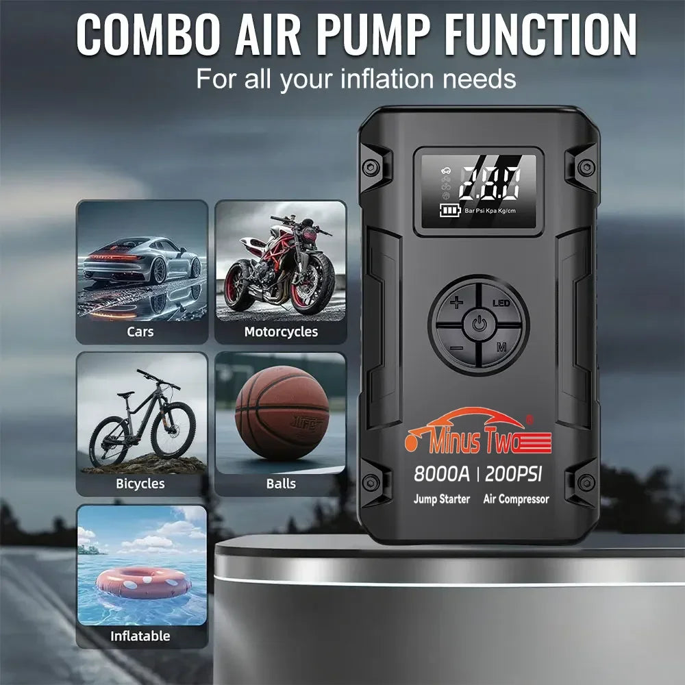 4-in-1 Car Jump Starter with Air Compressor